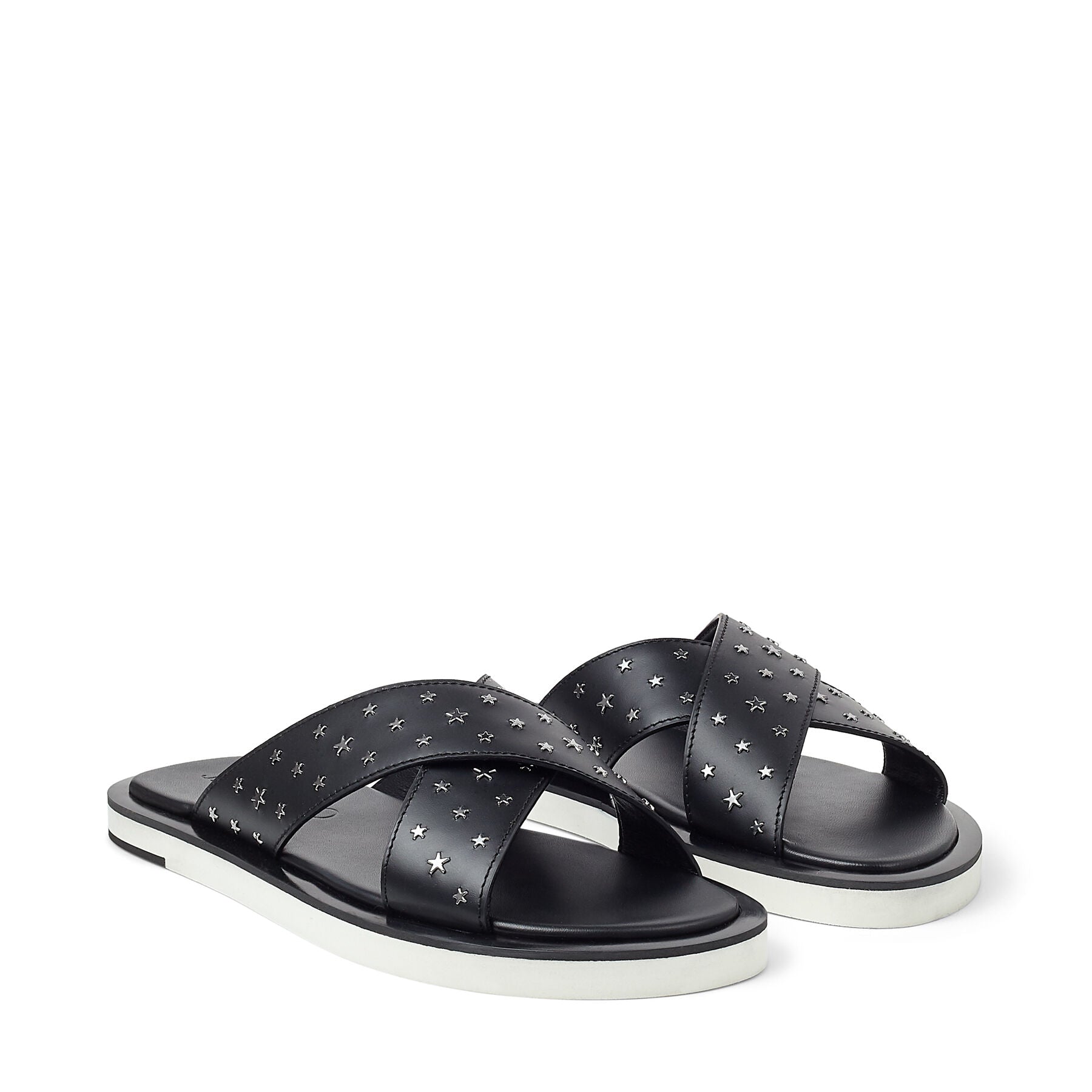 Palmo sandals in leather - Black & Gunmetal