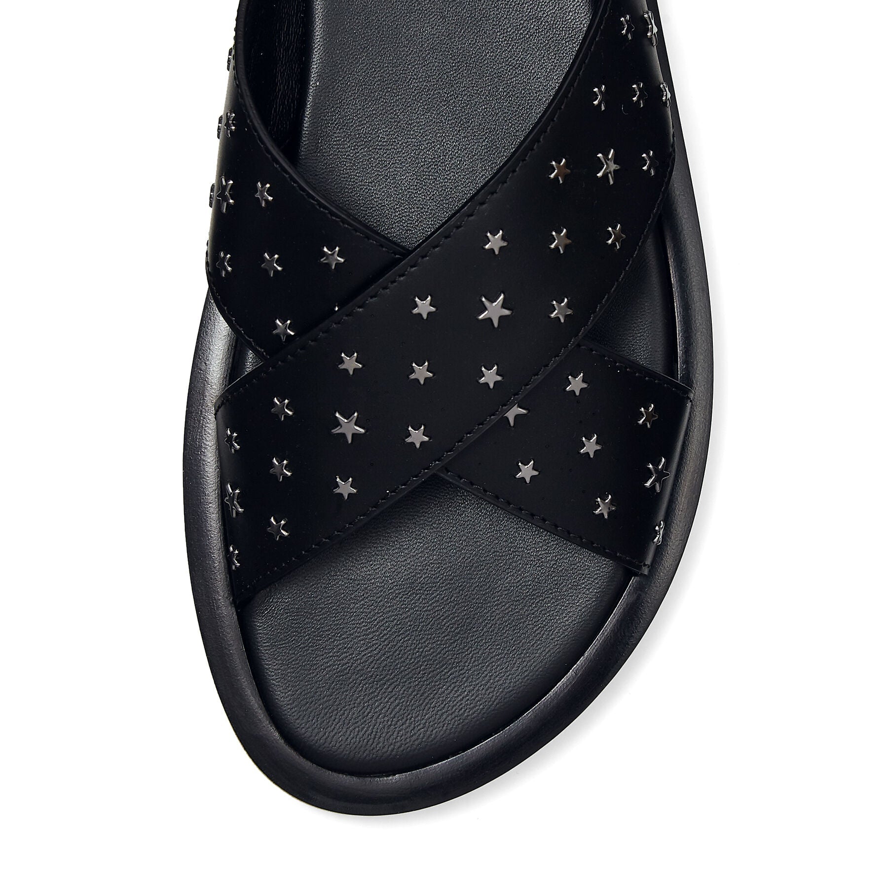 Palmo sandals in leather - Black & Gunmetal