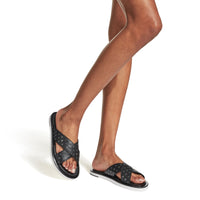 Palmo sandals in leather - Black & Gunmetal
