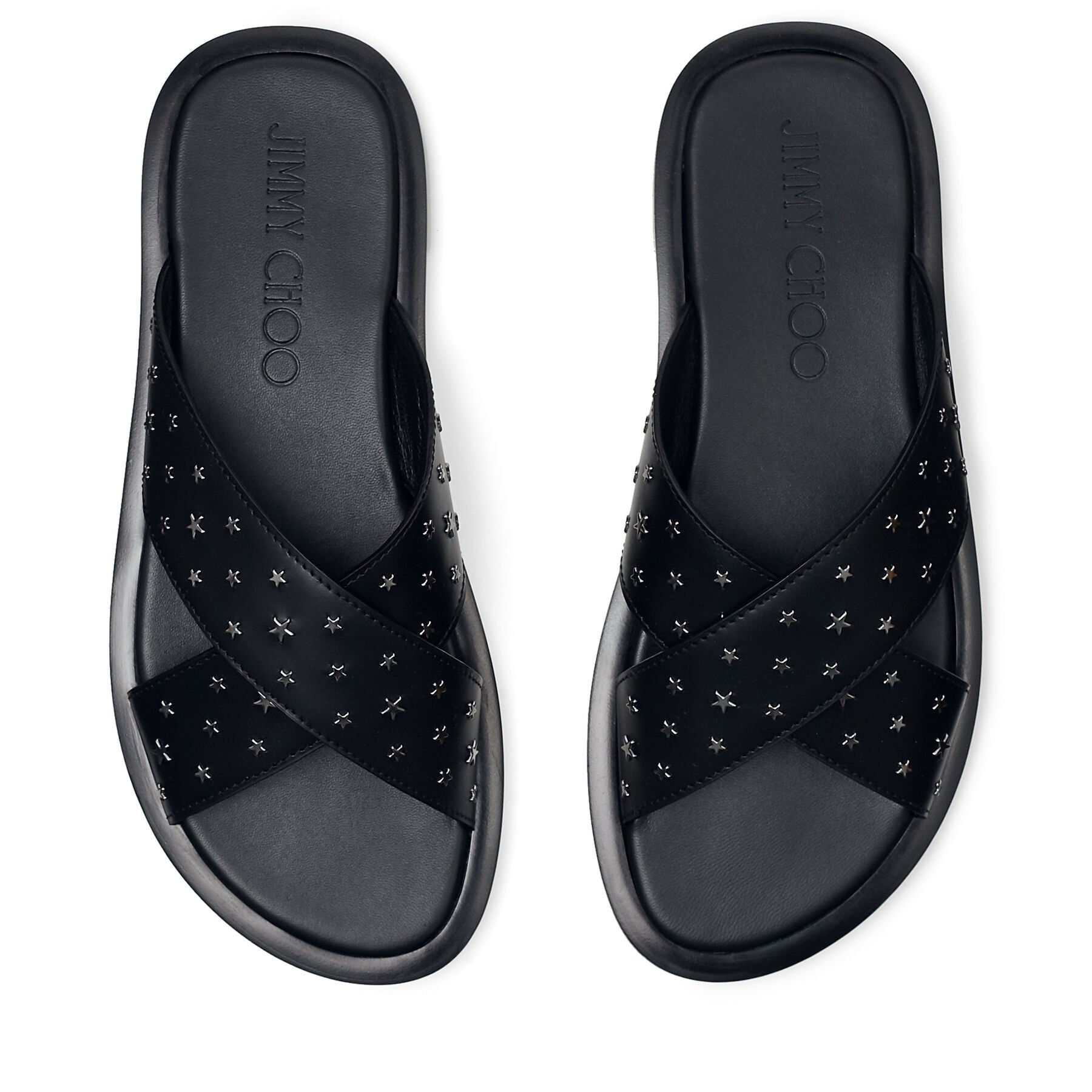 Palmo sandals in leather - Black & Gunmetal