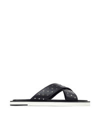 Palmo sandals in leather - Black & Gunmetal