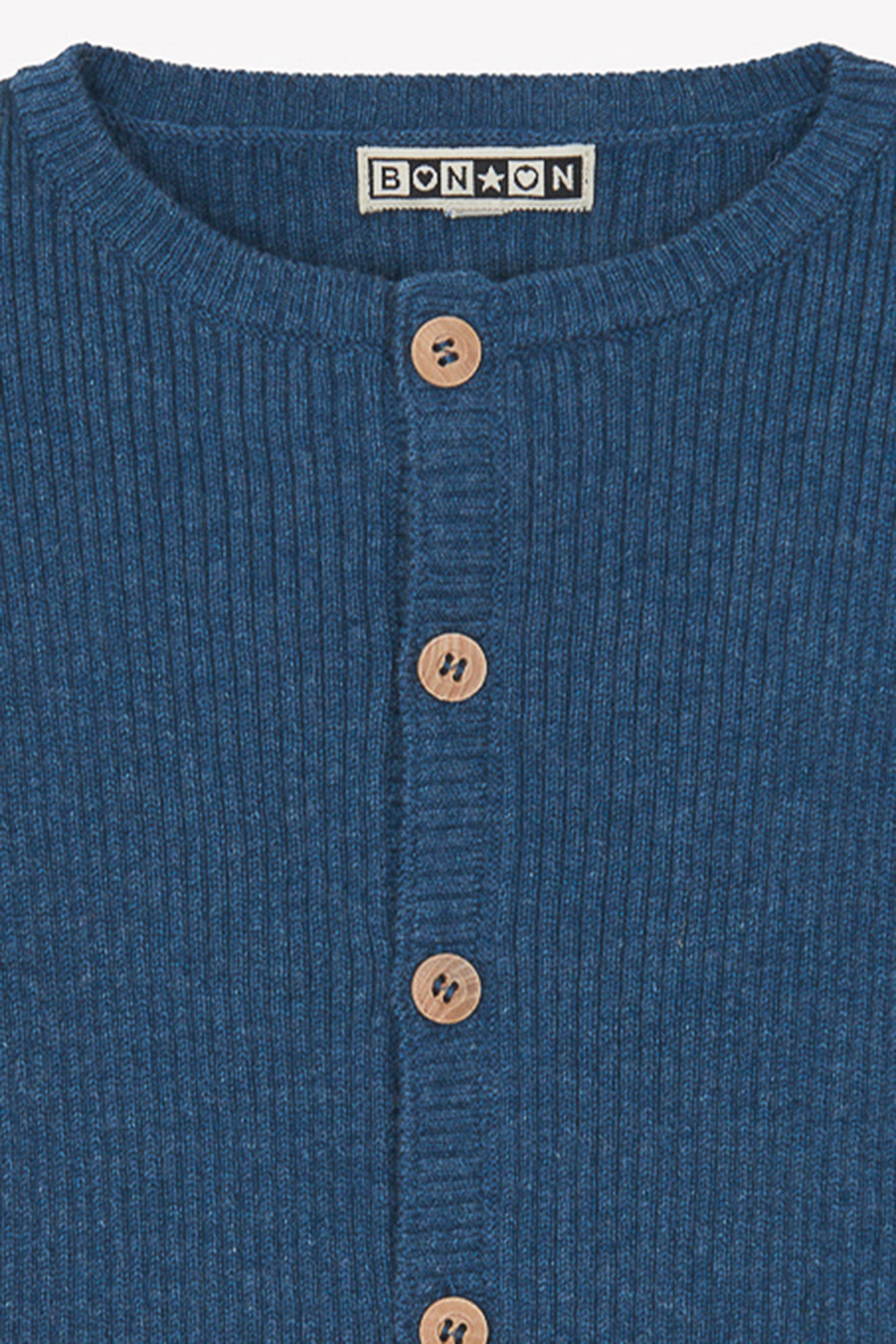 Cardigan Minot en laine - Bleu Chiné