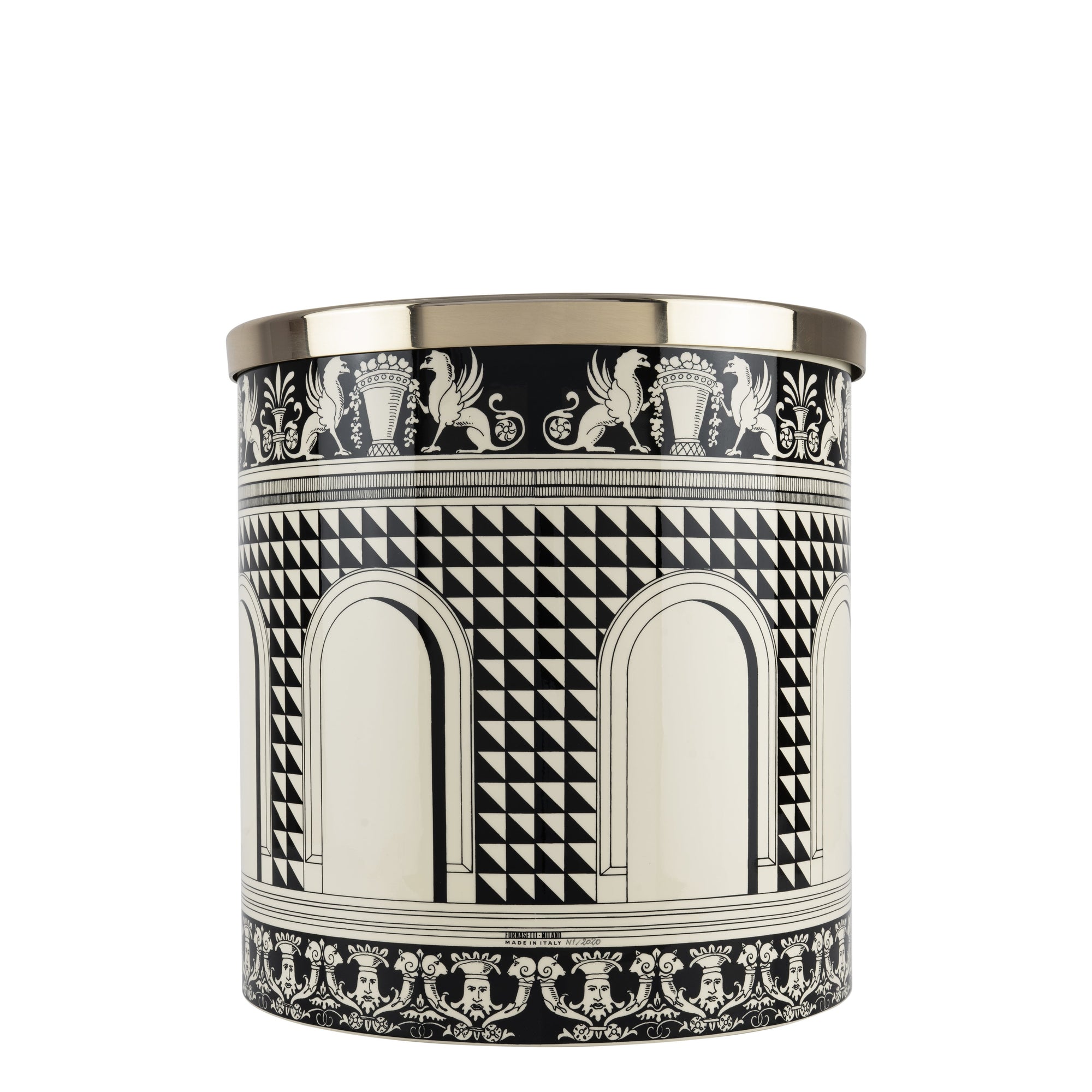 Facciata Quattrocentesca wastepaper basket - Black & Ivory