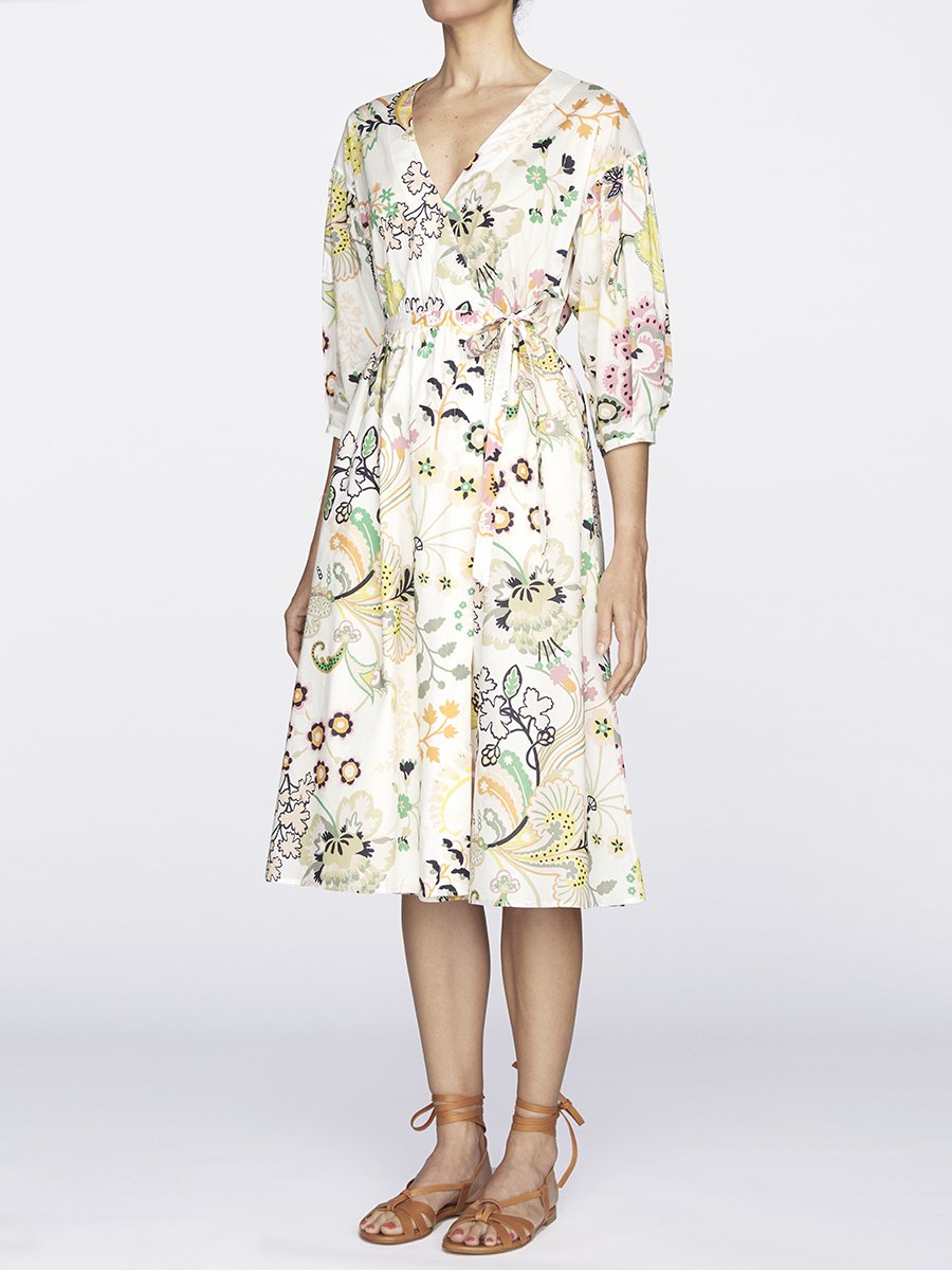 4qty RELIQUAT 130€ 0%  / Robe col V Paquerette - Liberty
