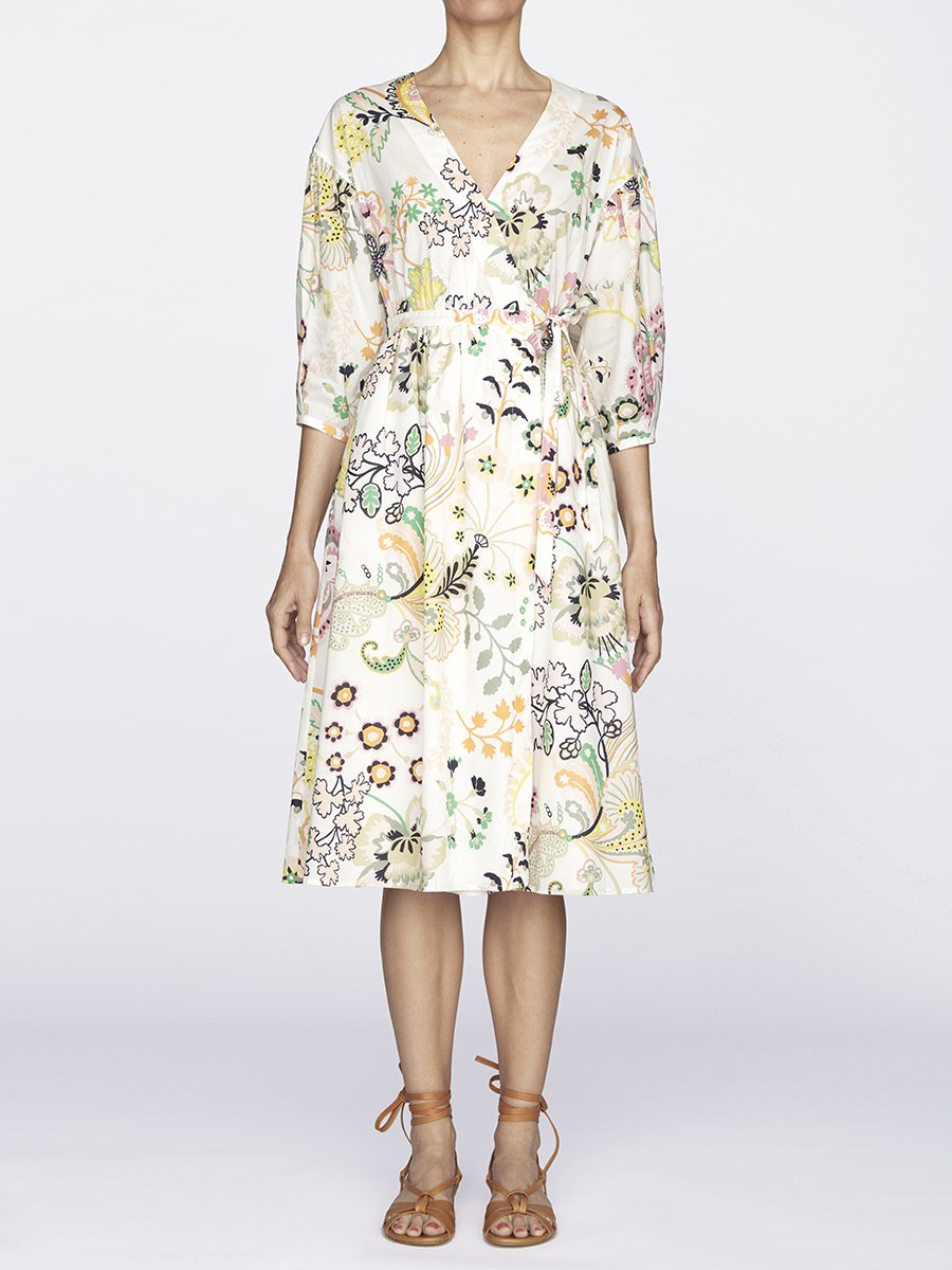 4qty RELIQUAT 130€ 0%  / Robe col V Paquerette - Liberty