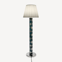 Conical pleated shade and floor lamp base - Warm white