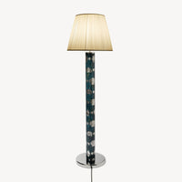 Conical pleated shade and floor lamp base - Optical white