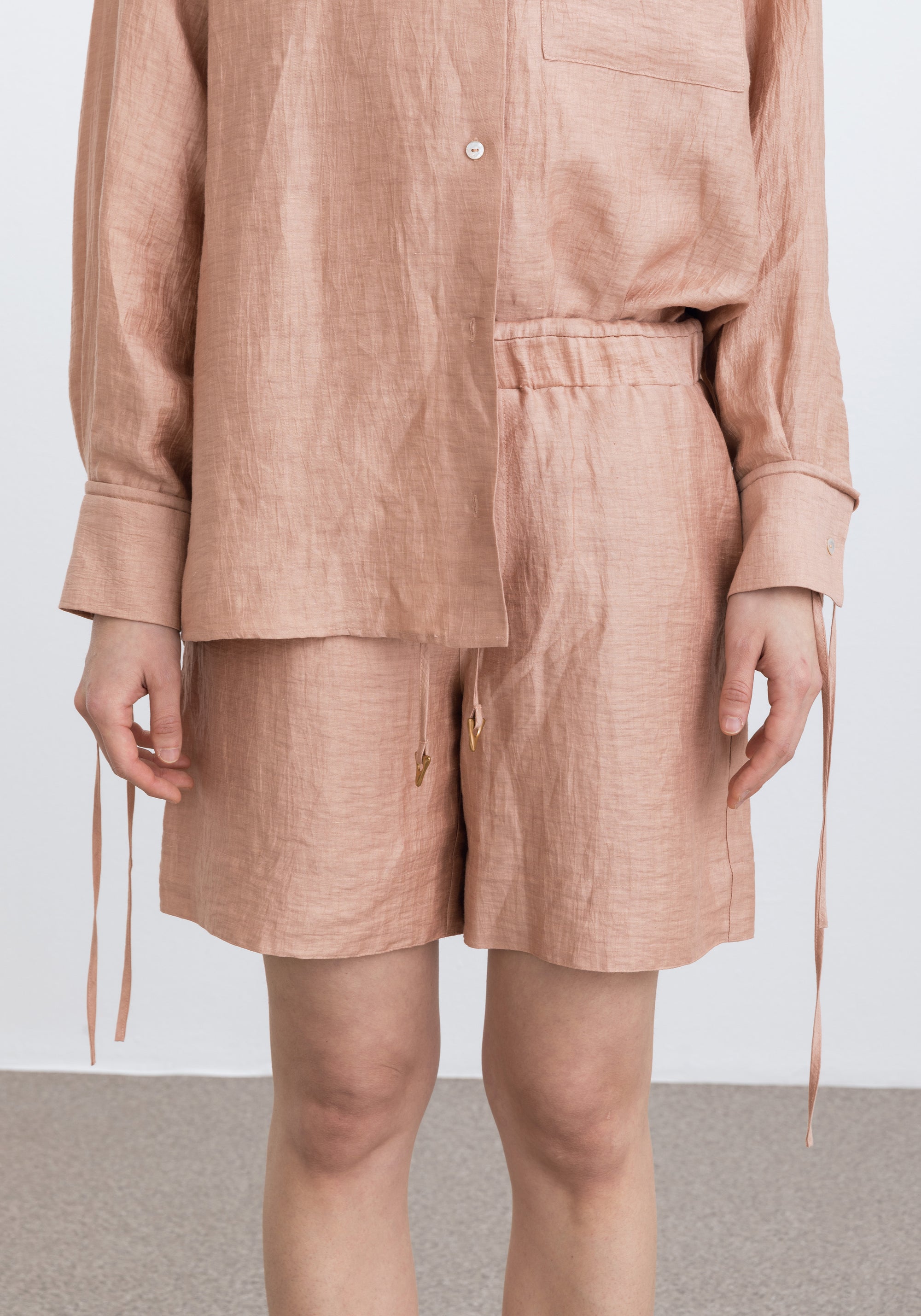 Short Paramount à cordon en lin - Apricot