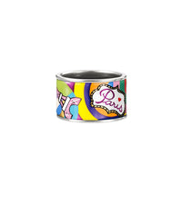 Bague Diva en émail et plaqué au rhodium - Rouge & bleu & jaune