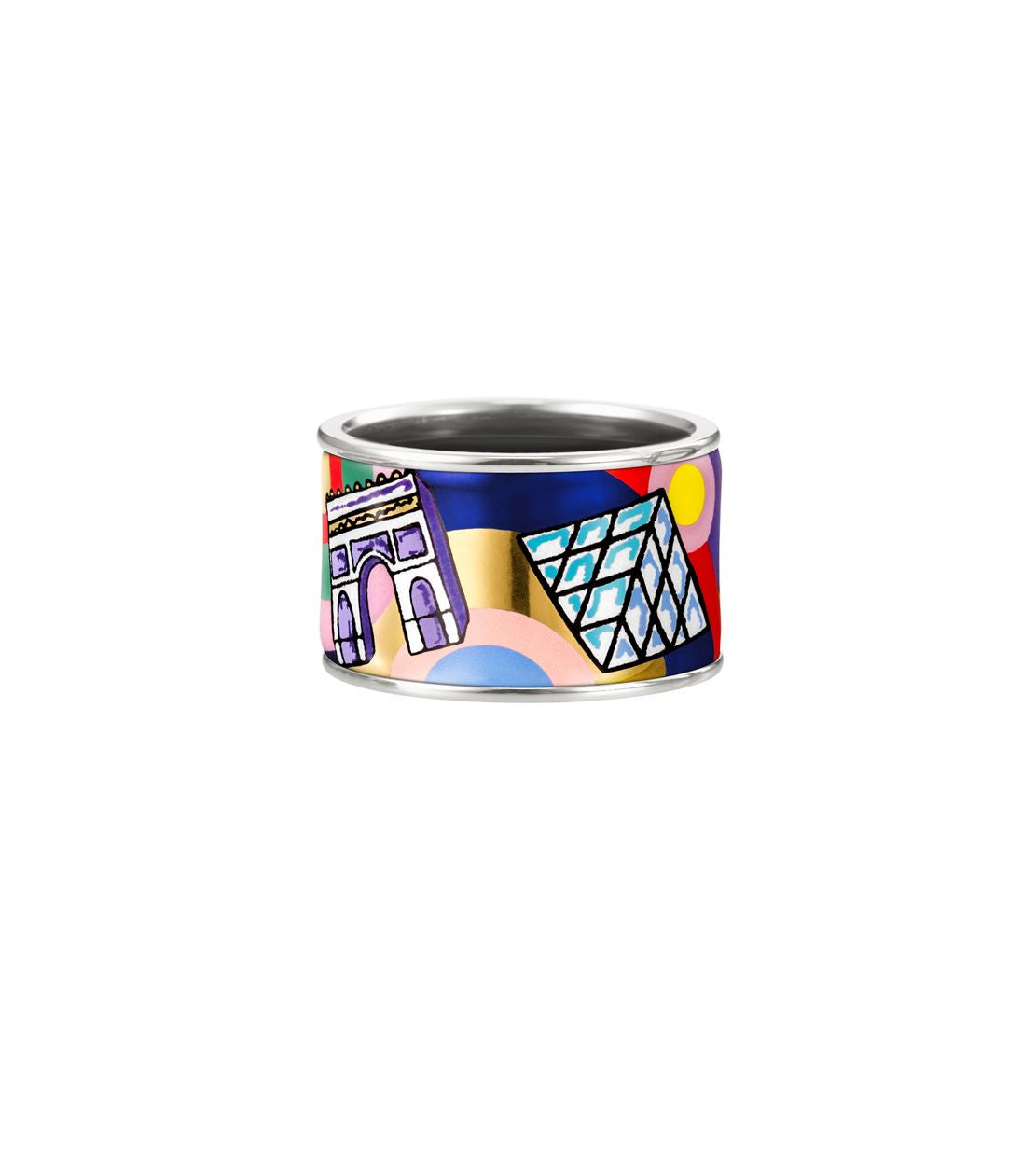 Bague Diva en émail et plaqué au rhodium - Rouge & bleu & jaune