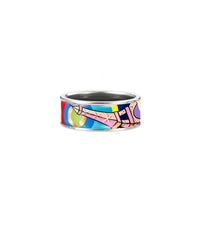 Bague Miss en émail et plaqué au rhodium - Rouge & rose & bleu