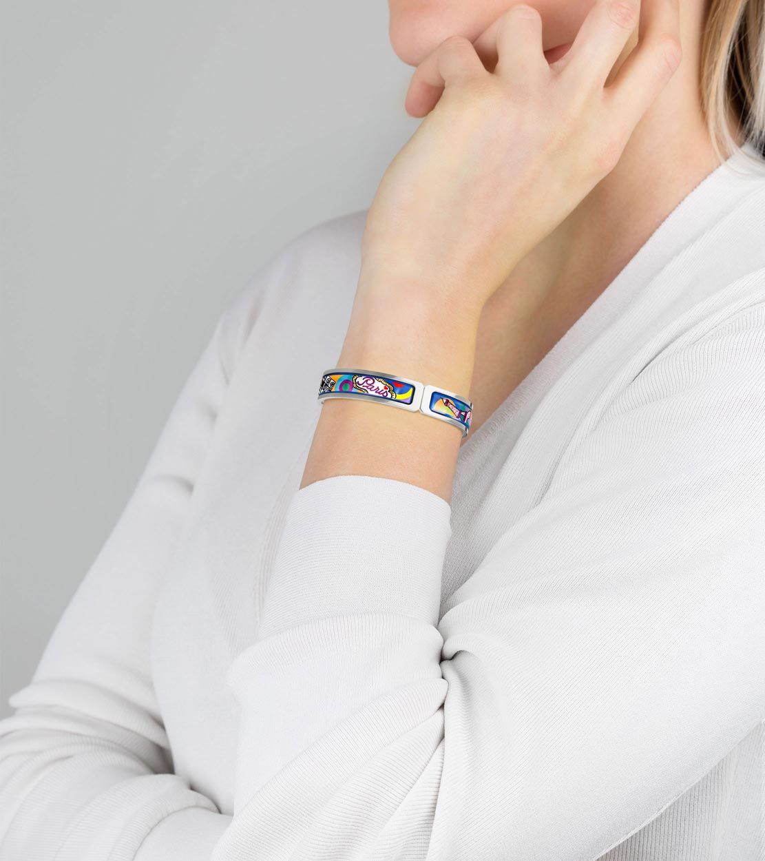 Bracelet Ballerina en émail et plaqué au rhodium - Rouge & rose & bleu