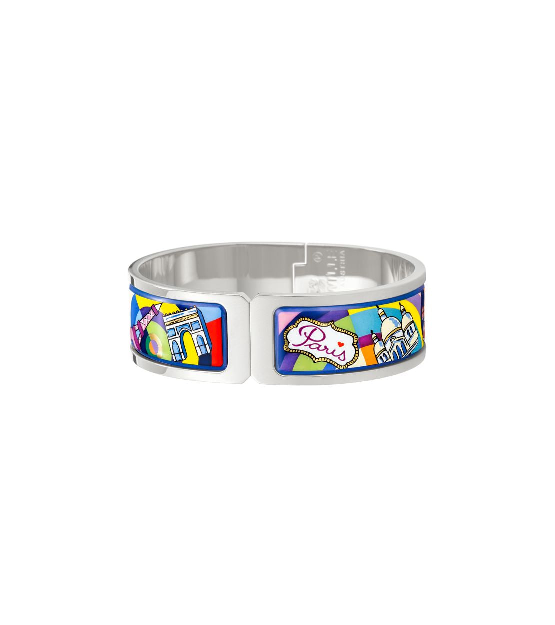 Manchette Regina en émail et plaqué au rhodium - Rouge & rose & bleu