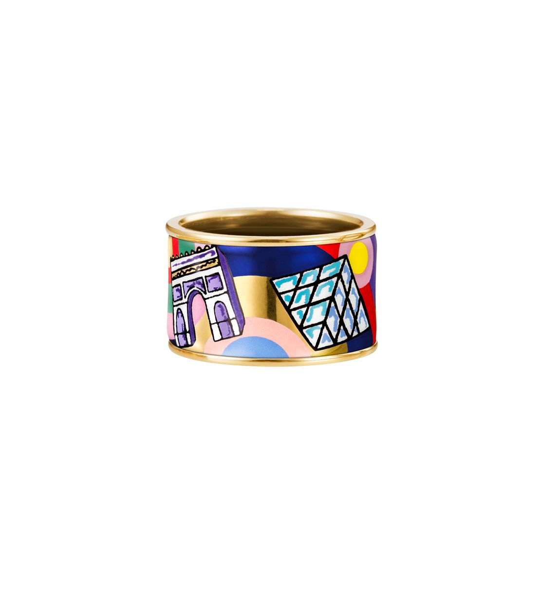 Bague Diva en émail et décoré à l'or - Rouge & bleu & jaune