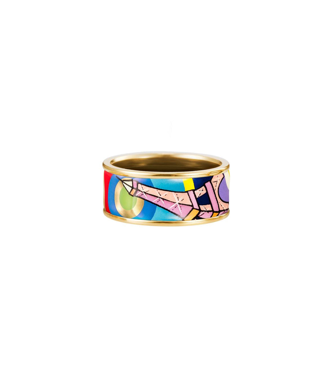 Bague Miss en émail et décoré à l'or - Rouge & rose & bleu