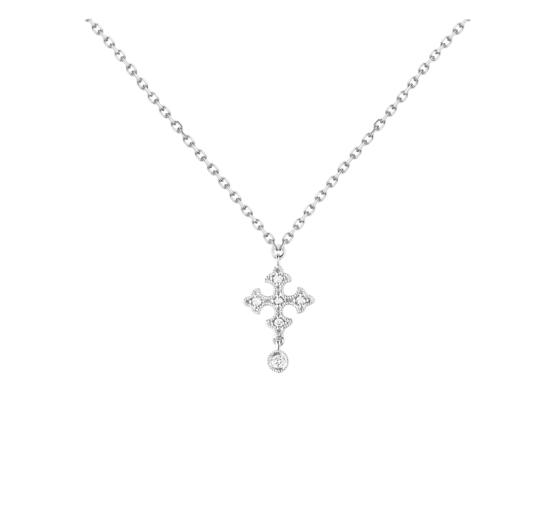 Simple "Passion" necklace in 18K white gold set with diamonds - White gold