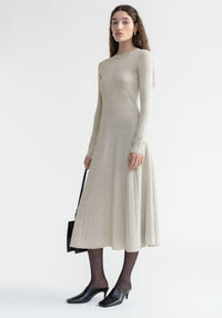 Robe midi Pavlova côtelée et scintillante - Ivory