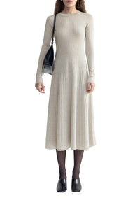 Robe midi Pavlova côtelée et scintillante - Ivory