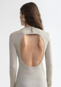 Robe midi Pavlova côtelée et scintillante - Ivory