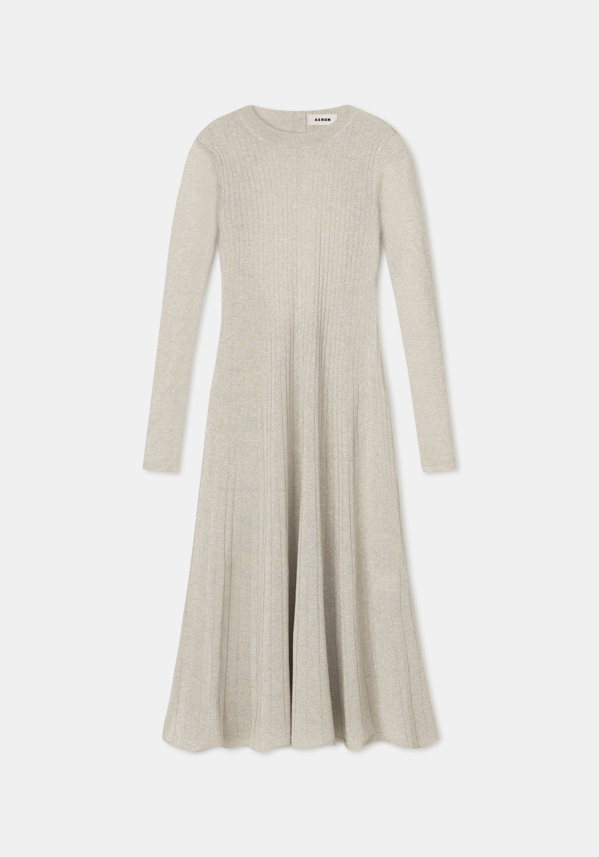 Robe midi Pavlova côtelée et scintillante - Ivory