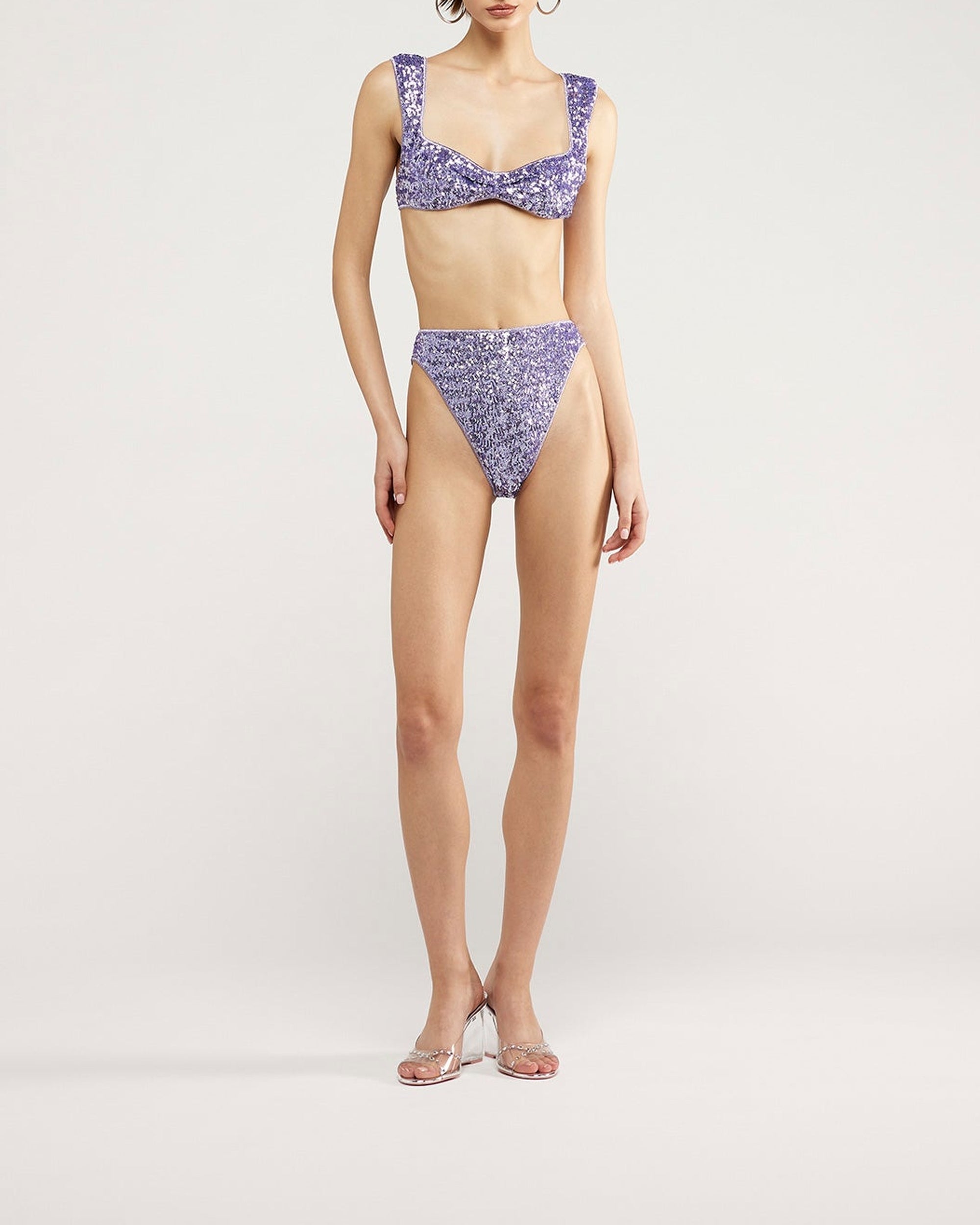 Maillot deux pièces à paillettes - Lilac