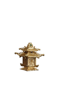 Set of 6 Pagoda table place card holders with Swarovski crystals - Gold