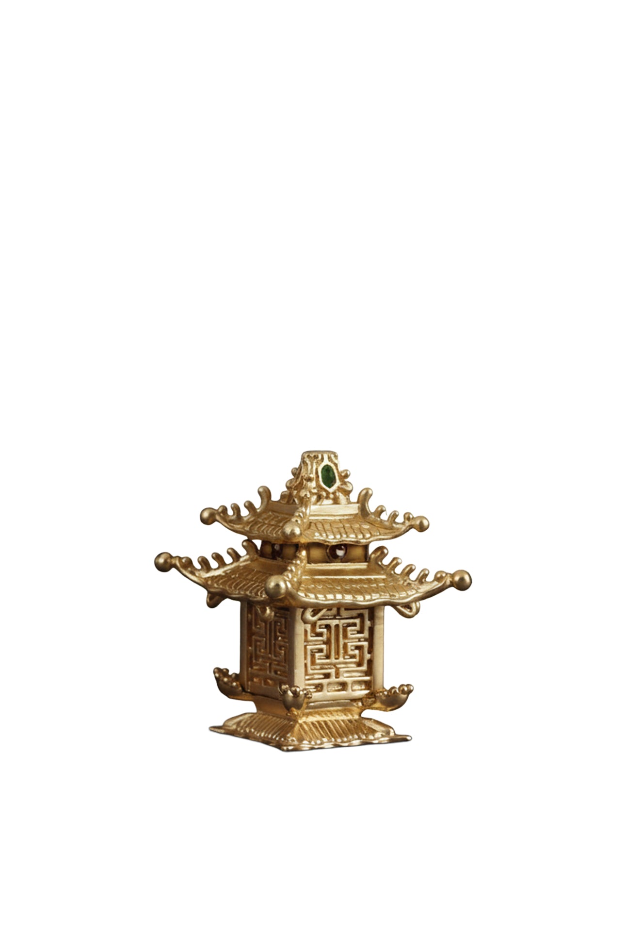 Set of 6 Pagoda table place card holders with Swarovski crystals - Gold