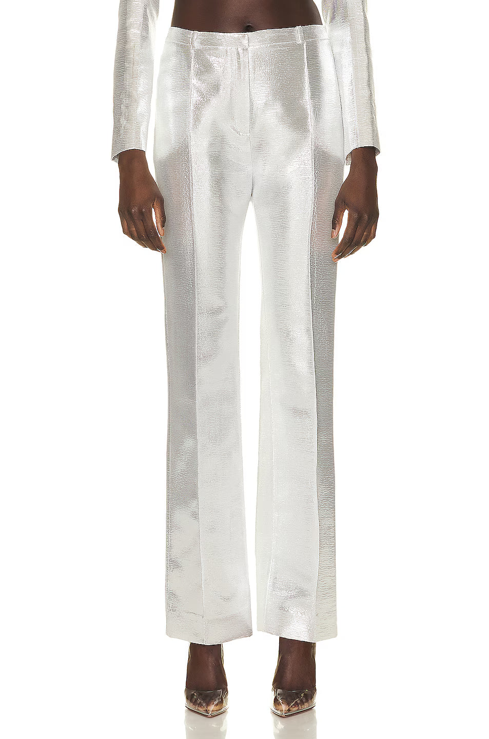 Pantalon taille haute scintillant - Silver