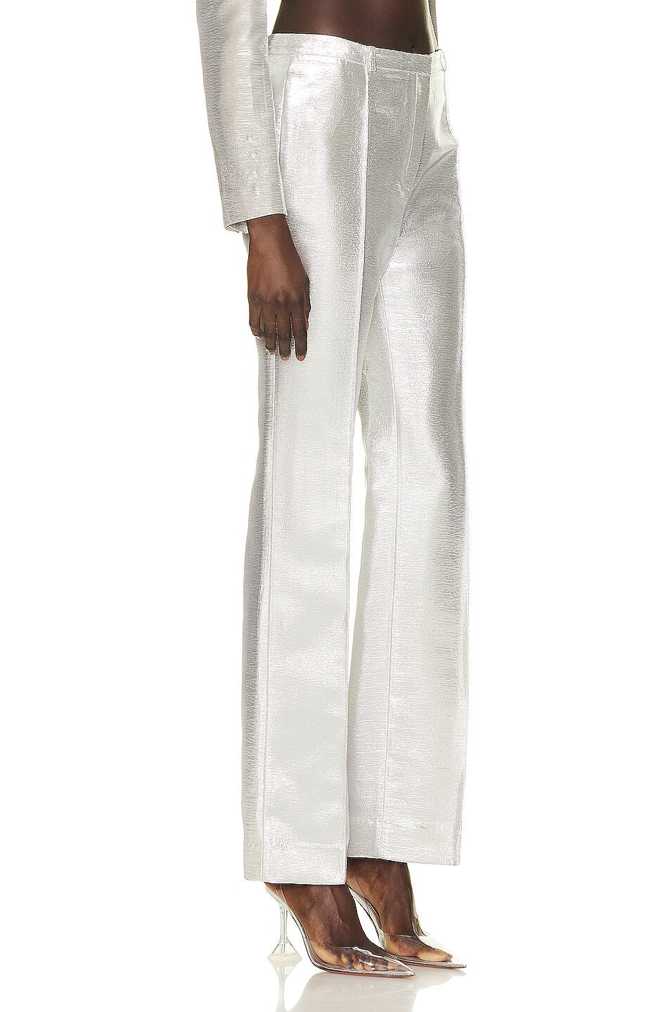Pantalon taille haute scintillant - Silver