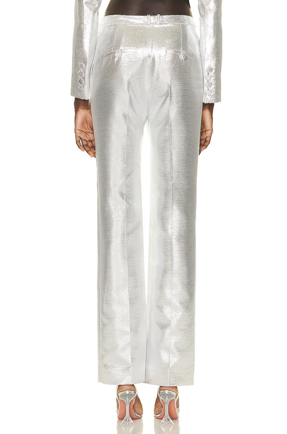 Pantalon taille haute scintillant - Silver