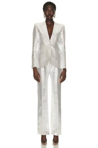 Pantalon taille haute scintillant - Silver