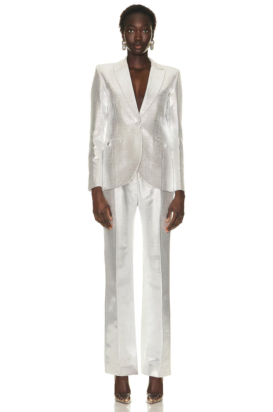 Pantalon taille haute scintillant - Silver