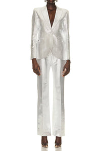 Pantalon taille haute scintillant - Silver