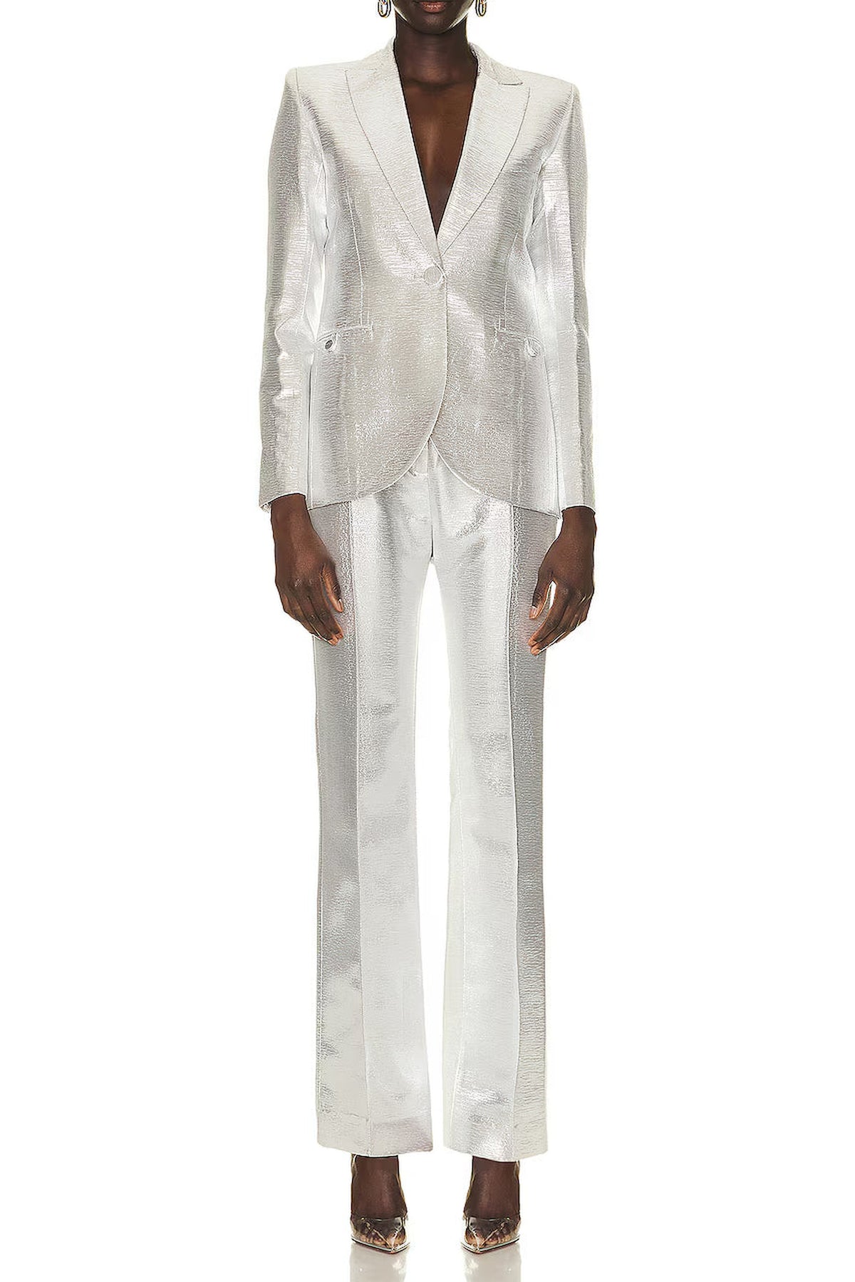 Pantalon taille haute scintillant - Silver