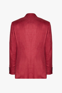 Blazer à double boutonnage en soie - Rouge
