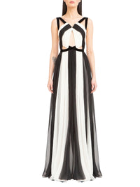 Robe longue à découpes en soie - Black And White