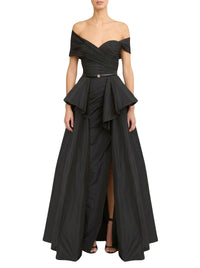 Robe drapée à ceinture en cuir - Raven