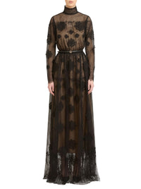 Robe longue à motif fleuri en dentelle - Raven