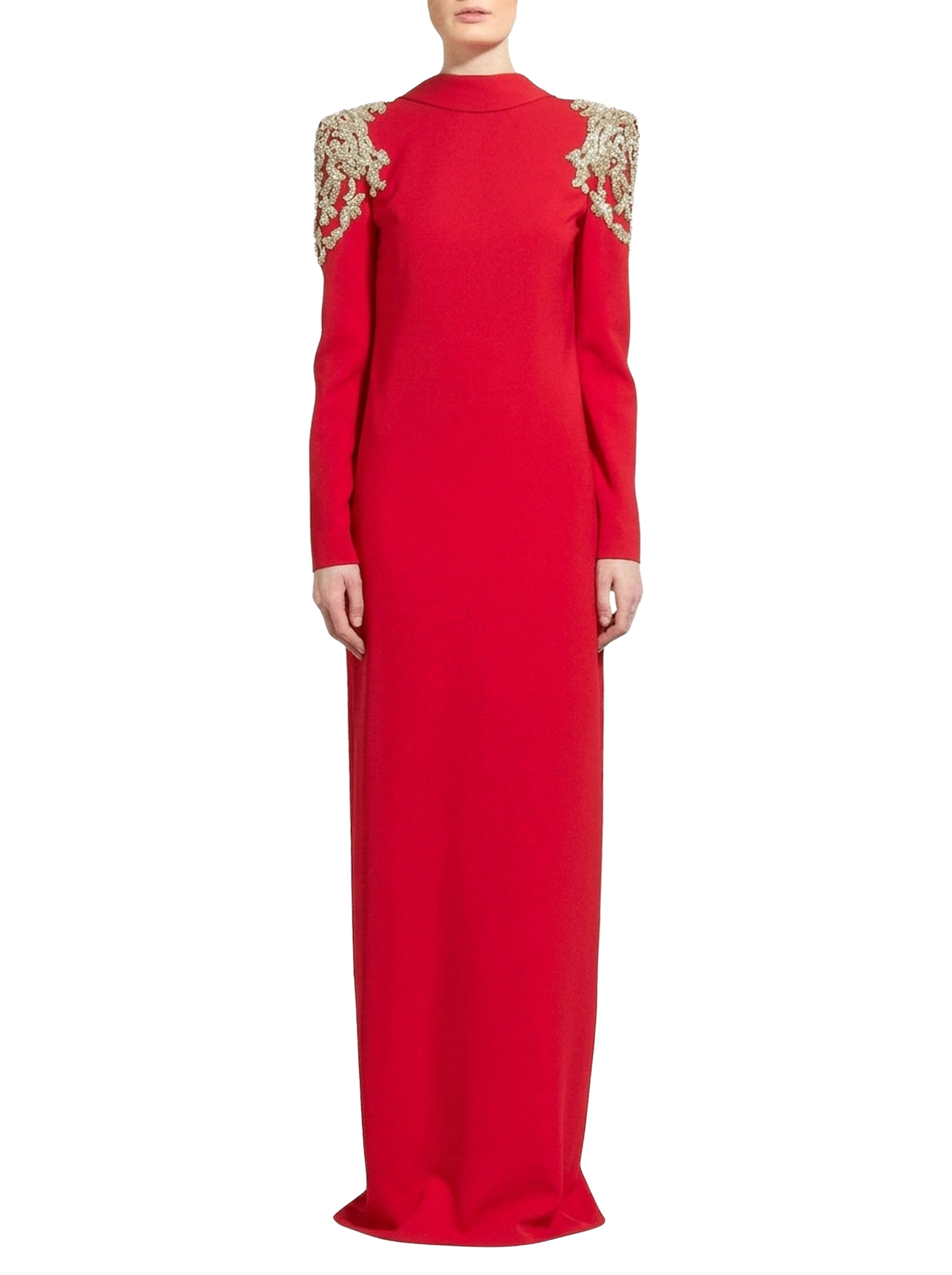 Robe longue épaules brodées à sequins - Bright Rose