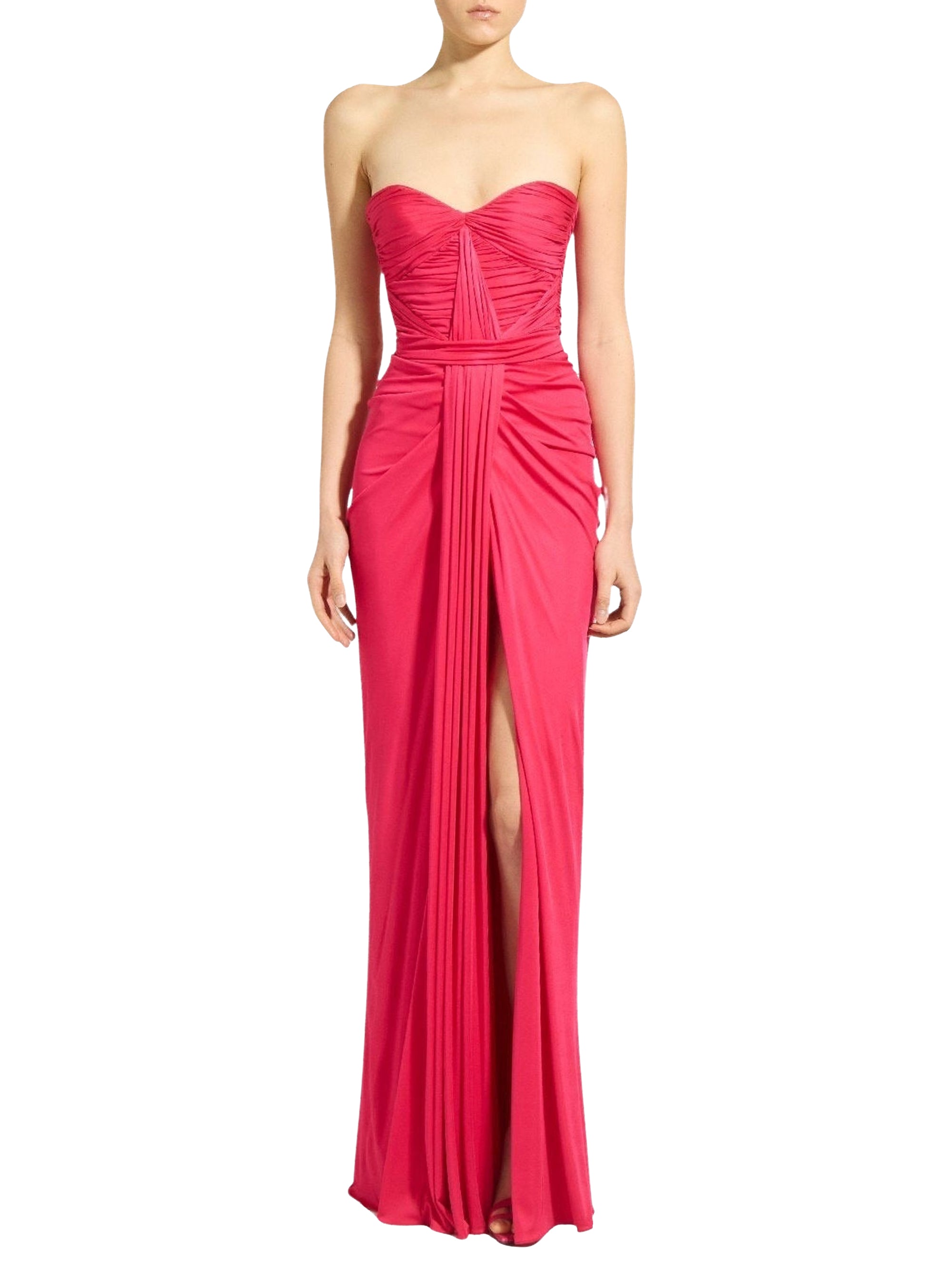 Robe bustier longue à fronces et taille drapée - Bright Rose