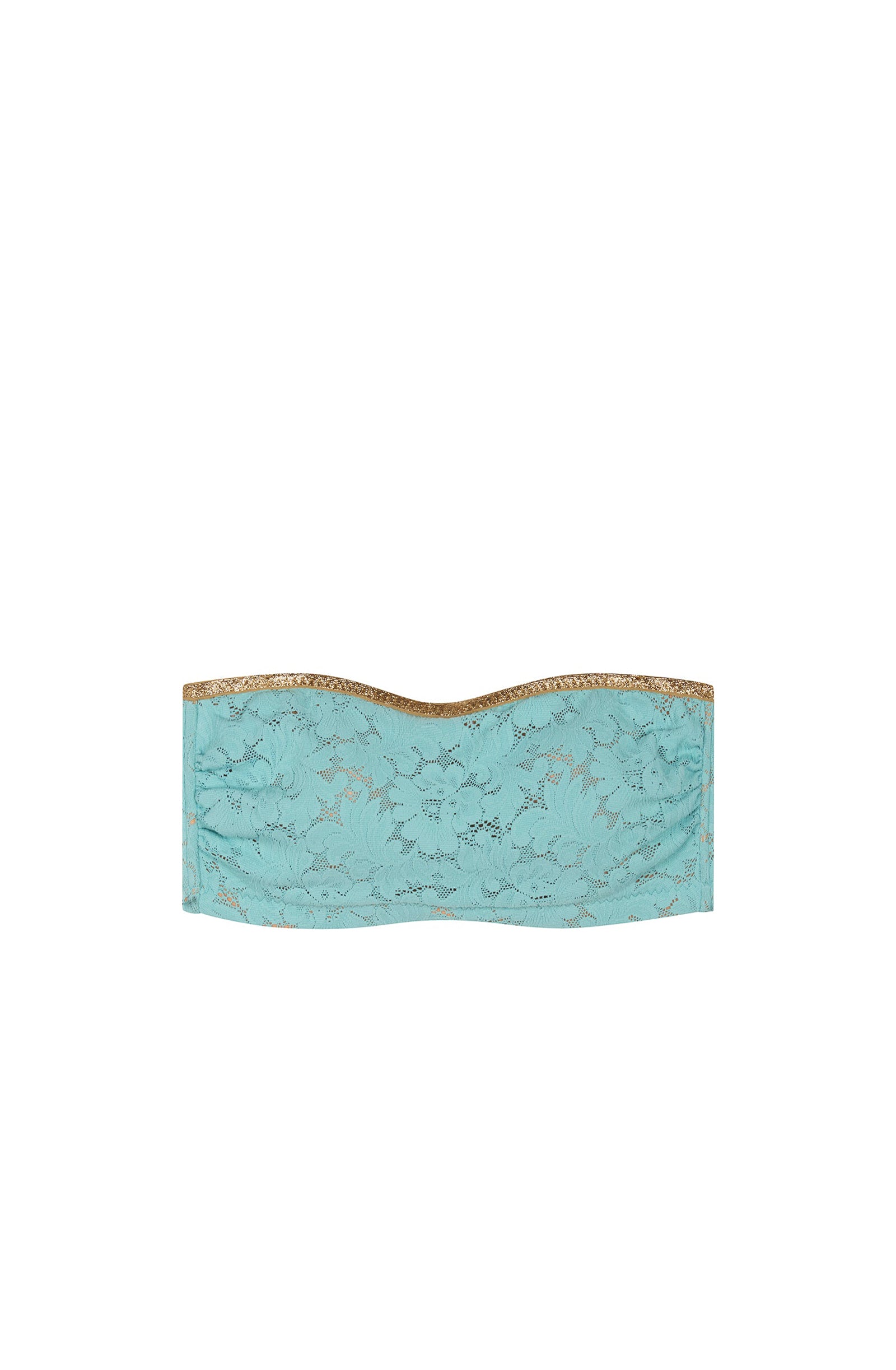 Soutien-gorge bandeau Aly en dentelle et lurex - Aqua