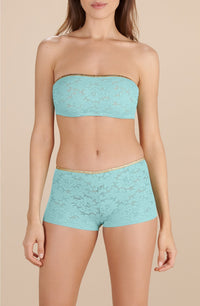 Soutien-gorge bandeau Aly en dentelle et lurex - Aqua