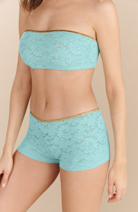 Soutien-gorge bandeau Aly en dentelle et lurex - Aqua