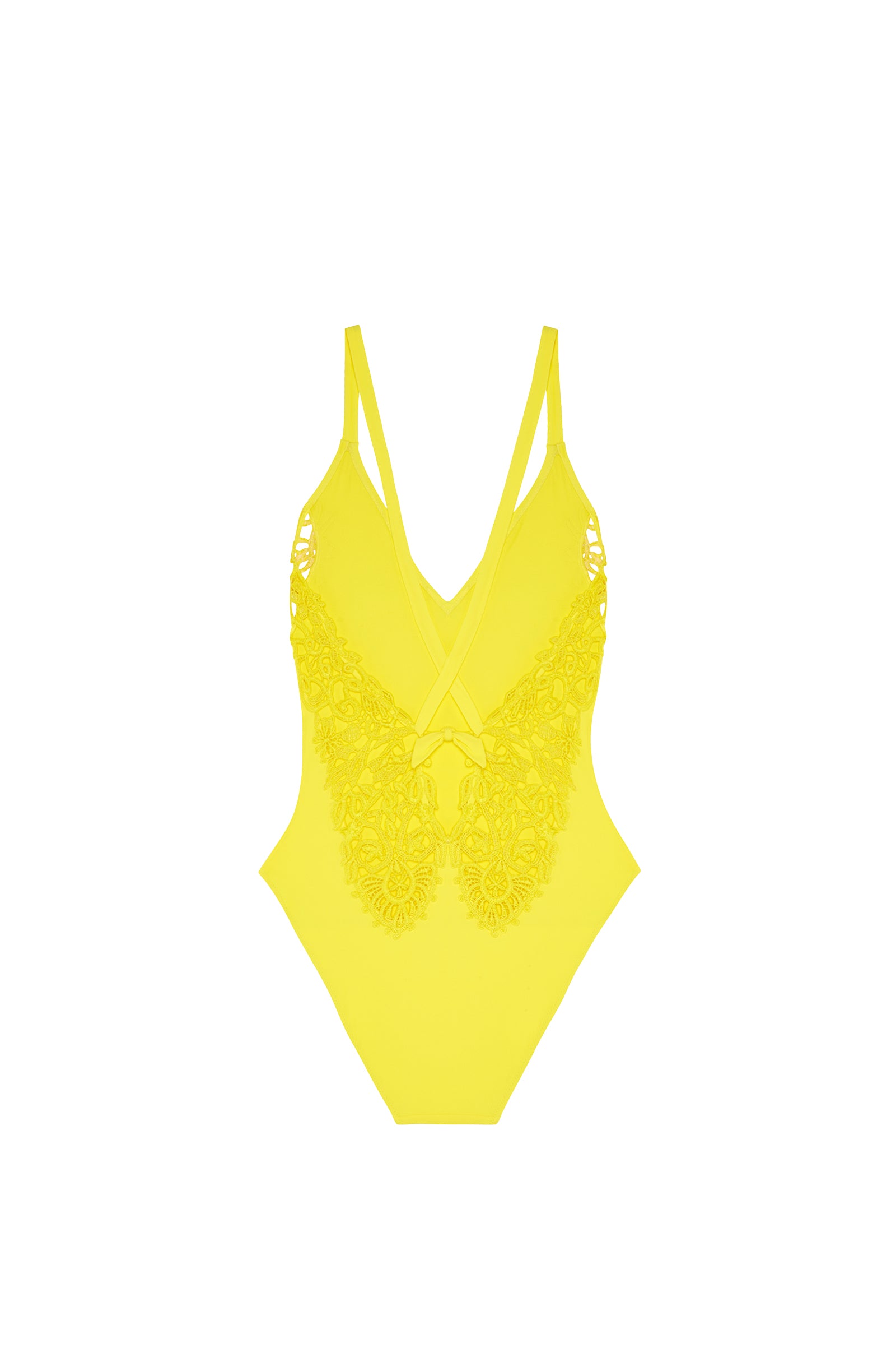 Maillot de bain une pièce dos nu brodé Amadeus - Jaune