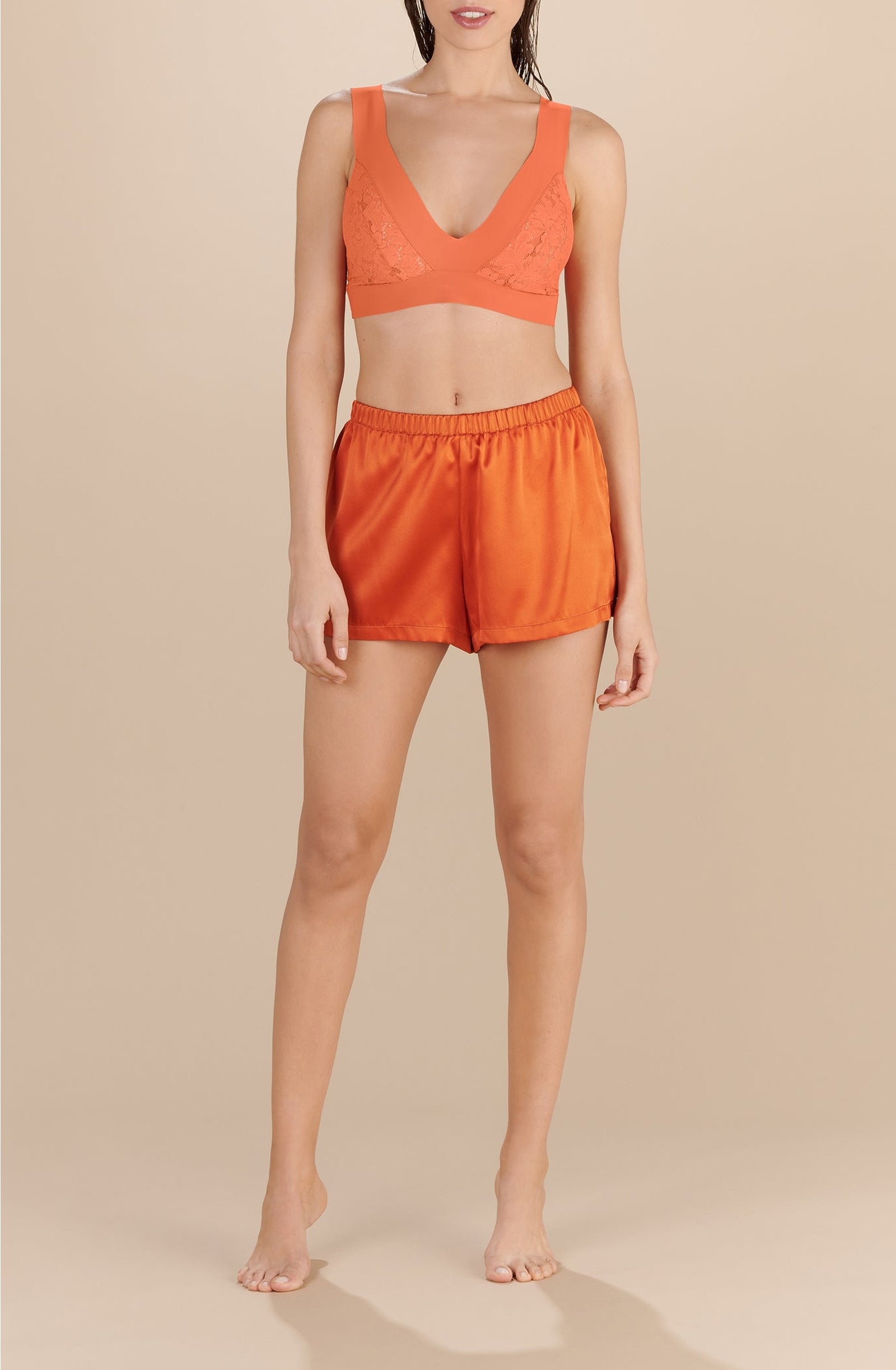 Short Caly en soie - Paprika