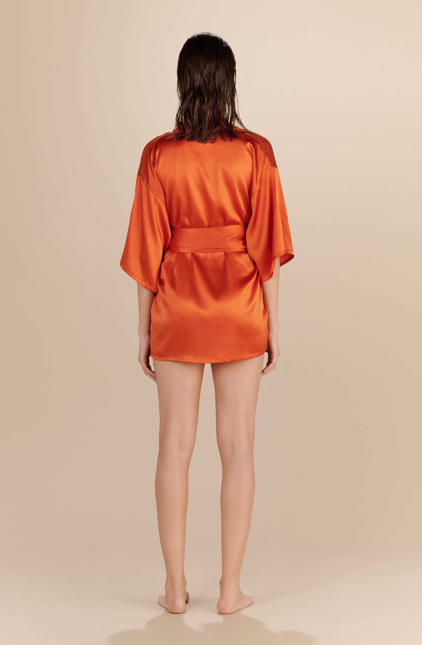 Kimono Delila en soie - Paprika