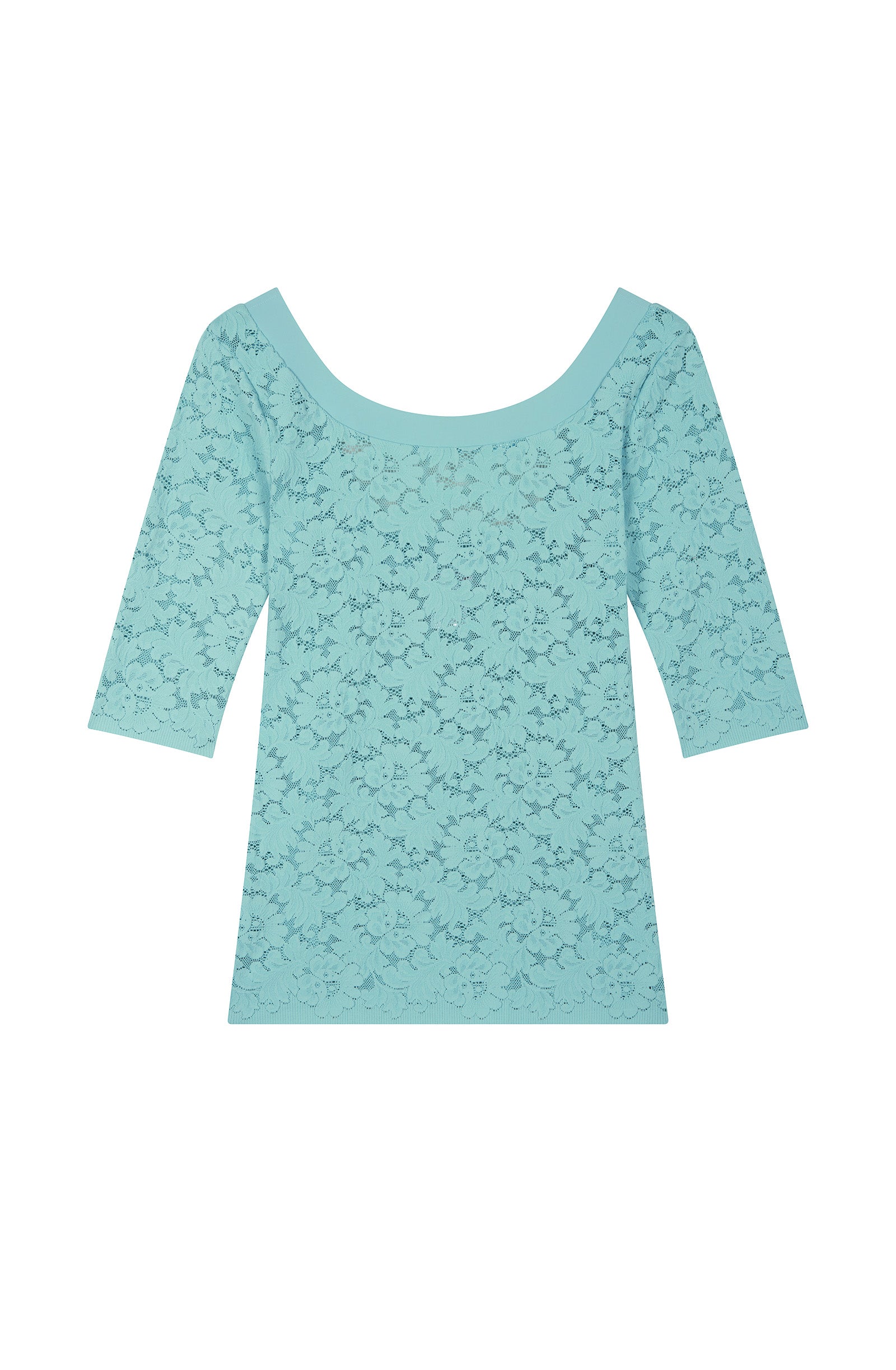 T-shirt Djoy à manches 3/4 en dentelle - Aqua