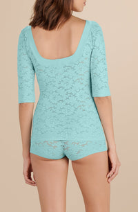 T-shirt Djoy à manches 3/4 en dentelle - Aqua
