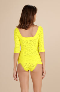 Djoy 3/4-sleeve lace T-shirt - Yellow