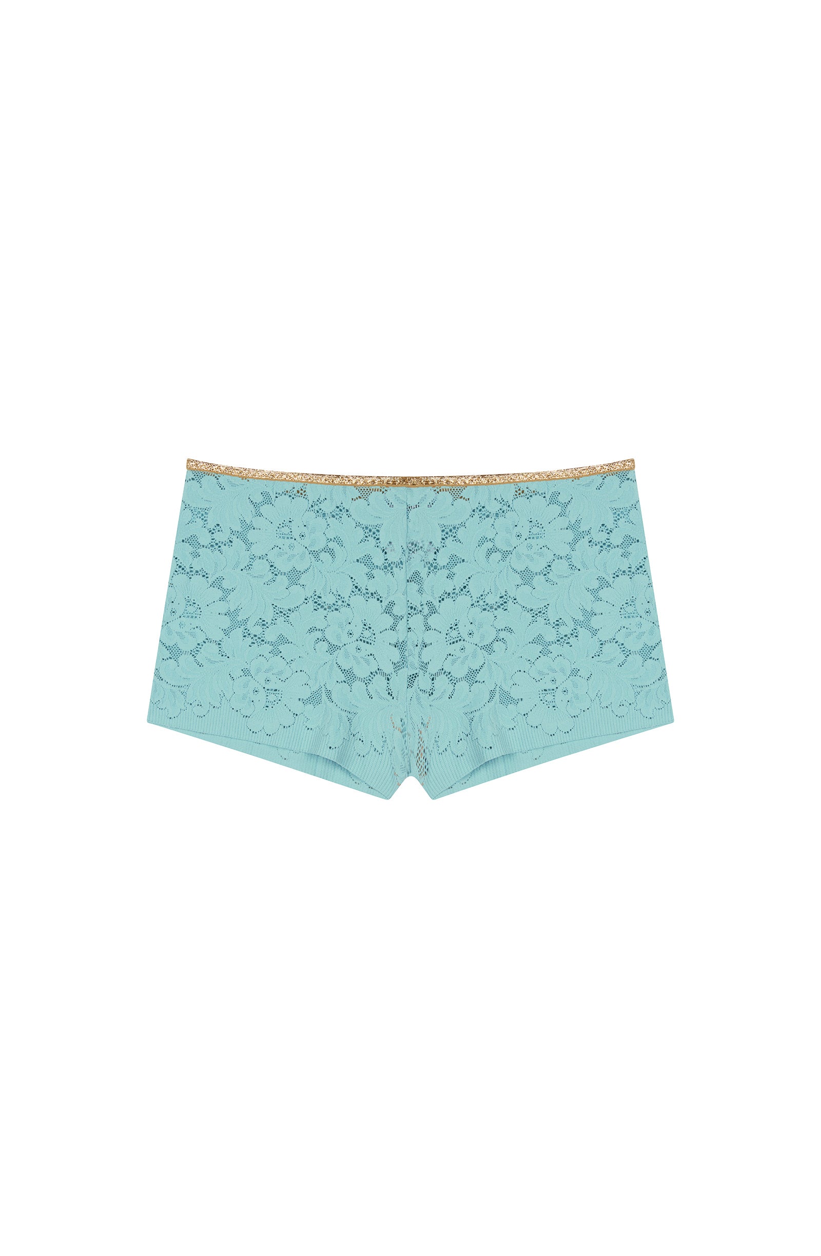 Dylan high-waisted shorts in lace and lurex - Aqua